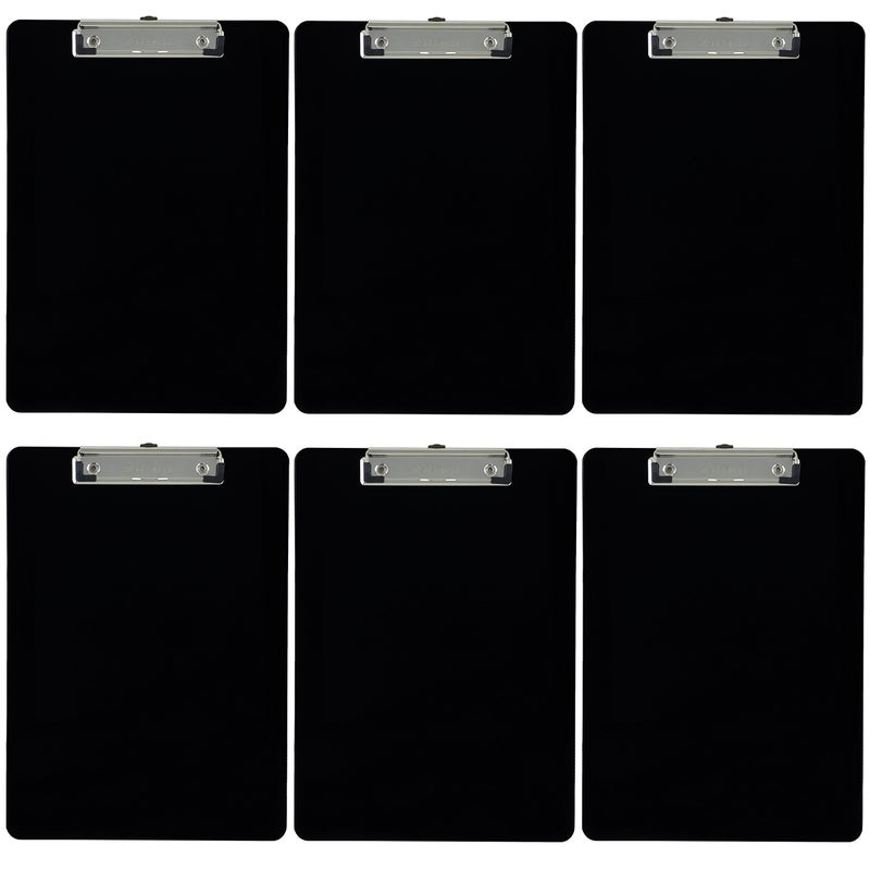 Trade Quest Plastic Clipboard Opaque Color Letter Size Low Profile Clip (Pack of 6) (Black) - Image 1